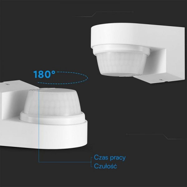 Czujnik ruchu podczerwień ścienny biały 240st 1000W LED IP65 V-TAC VT-81008 5 lat gwarancji
