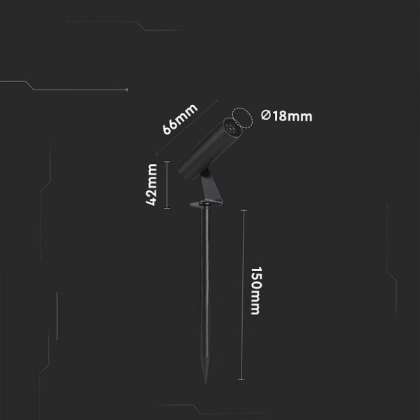 Oprawa gruntowa ogrodowa wbijana aluminiowa V-TAC 2W LED IP65 czarna okrągła VT-10182 3000K 60lm 3 lata gwarancji