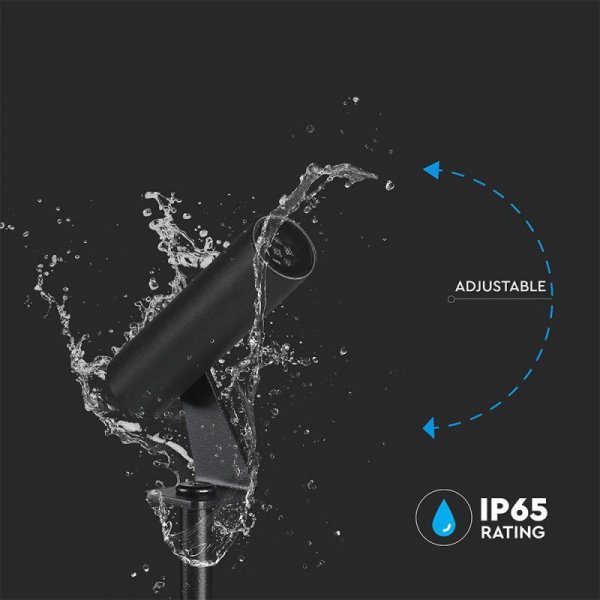 Oprawa gruntowa ogrodowa wbijana aluminiowa V-TAC 2W LED IP65 czarna okrągła VT-10182 3000K 60lm 3 lata gwarancji