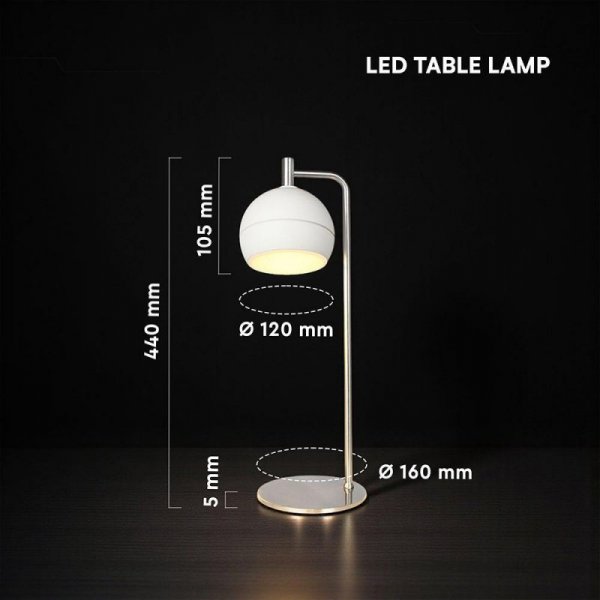 Lampka biurkowa nocna V-TAC 10W LED 44cm biała VT-89022 3000K 1200lm