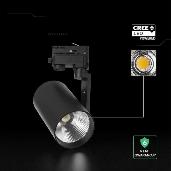Oprawa szynoprzewód 3F V-TAC 20W LED CREE CHIP 20st czarna VT-11122 4000K 1620lm 6 lat gwarancji