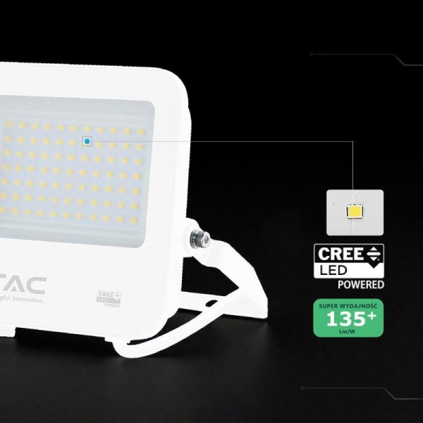 Naświetlacz LED V-TAC CREE CHIP 50W 135lm/W IP65 biały VT-4455 4000K 5740lm 6 lat gwarancji