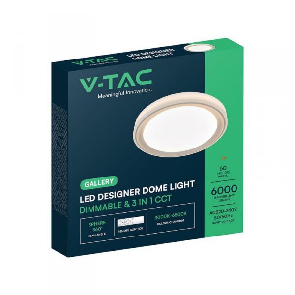 Oprawa sufitowa plafoniera V-TAC 30/60W LED 50cm 3w1 ściemnialna złota pilot CCT VT-85030 3000K-6500K 6000lm