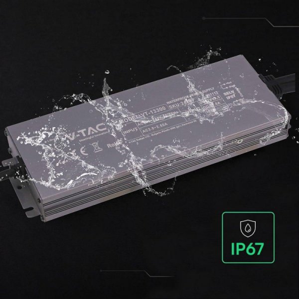 Zasilacz do LED hermetyczny SLIM V-TAC 300W 24V 12.5A IP67 filtr EMI VT-24302
