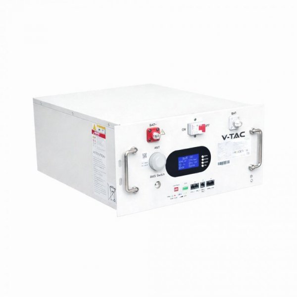 Magazyn bank energii V-TAC 9.6kWh 48V 200Ah LiFePO4 rack BMS obudowa biała VT-91600 10 lat gwarancji