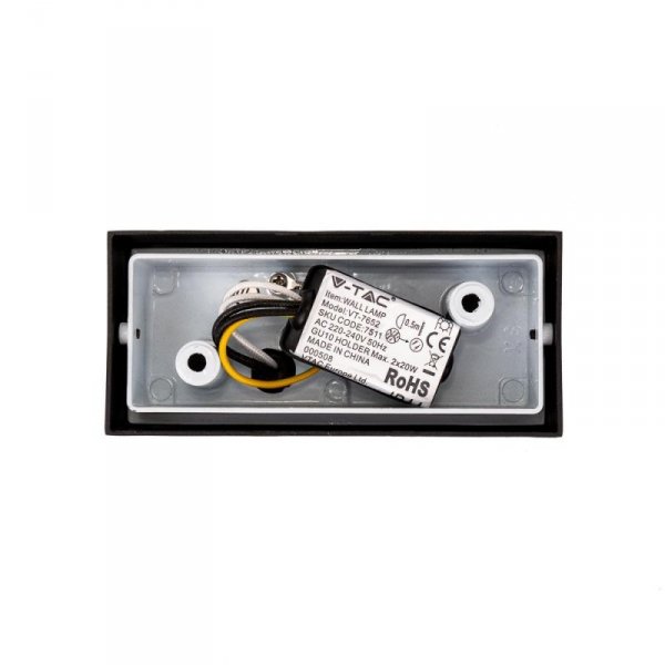 Kinkiet Ścienny V-TAC GU10 Aluminium Kwadrat Czarny Góra Dół IP44 VT-7652