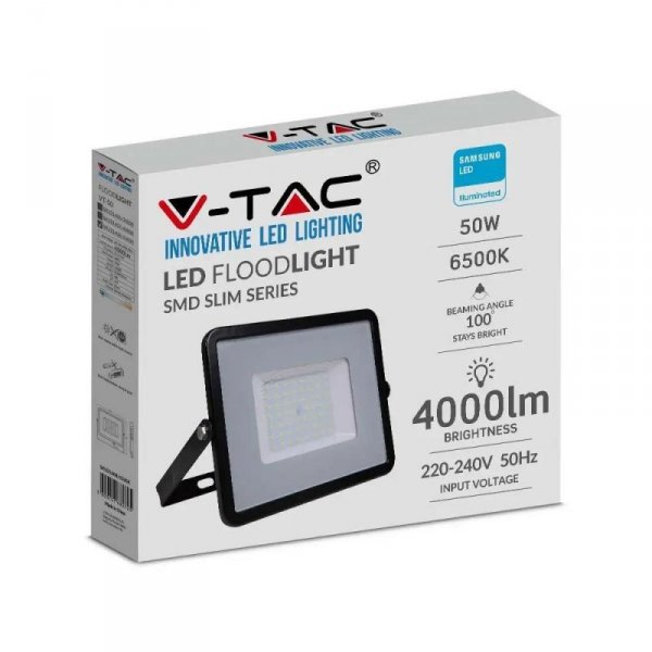Projektor LED V-TAC 50W SAMSUNG CHIP Czarny VT-50 4000K 4000lm 5 Lat Gwarancji