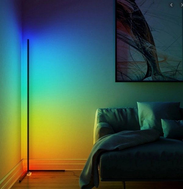 NOWOCZESNA LAMPA stojąca narożna RGB LED+Bluetooth