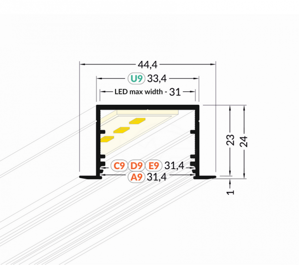 Profil aluminiowy LED VARIO30-07 2m.
