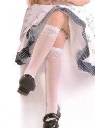 Podkolanówki Knittex Pola Lurex wzorzyste 20 den białe 