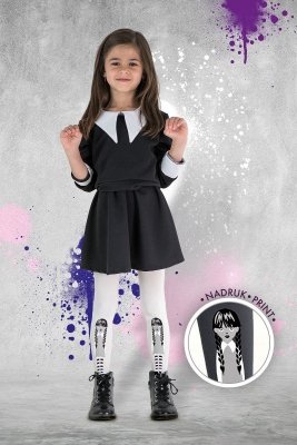 Rajstopy dziewczęce Wednesday Black Knittex białe