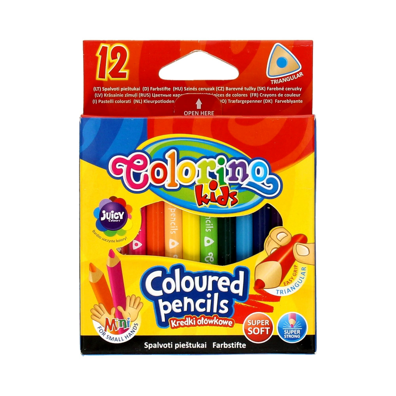 Kredki ołówkowe trójkątne mini Colorino Kids 12 kolorów