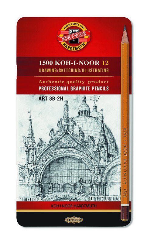 Ołówek Koh-i-Noor grafitowy 1502/ii art 8b-2h komplet 12 sztuk