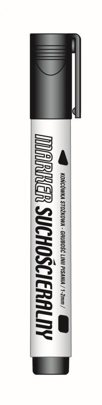 Marker suchościeralny czarny paczka 12 sztuk