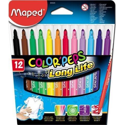 Flamastry Colorpeps Long Life etui12 kolorów