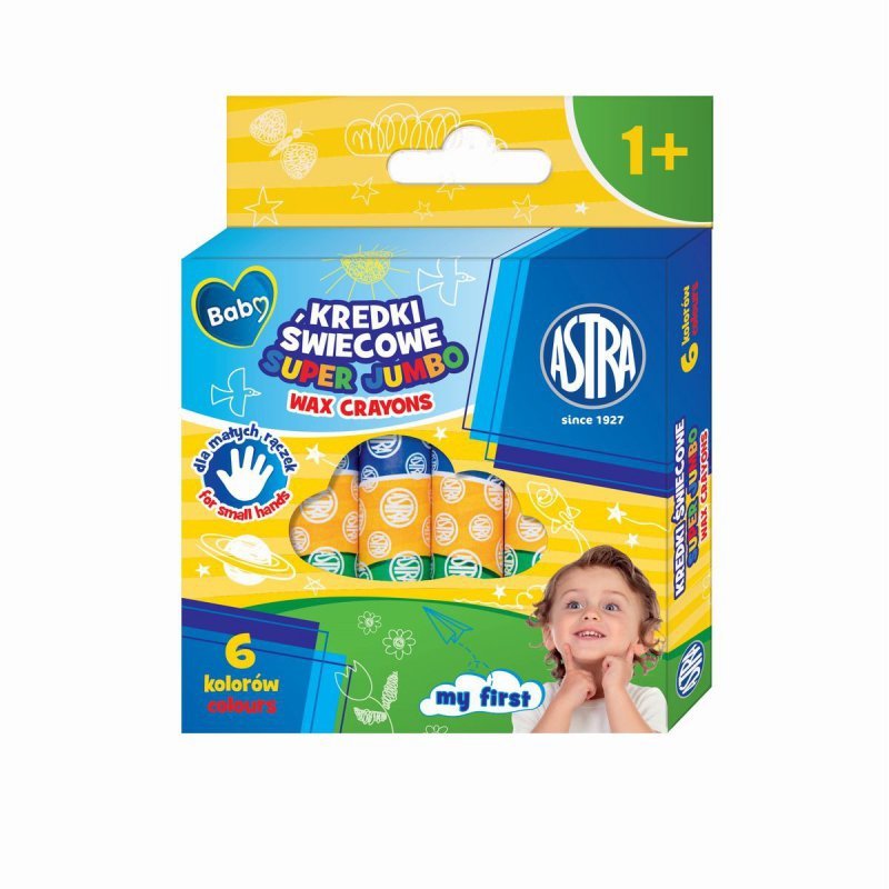 Kredki świecowe Super Jumbo Astra okrągłe 6 kolorów