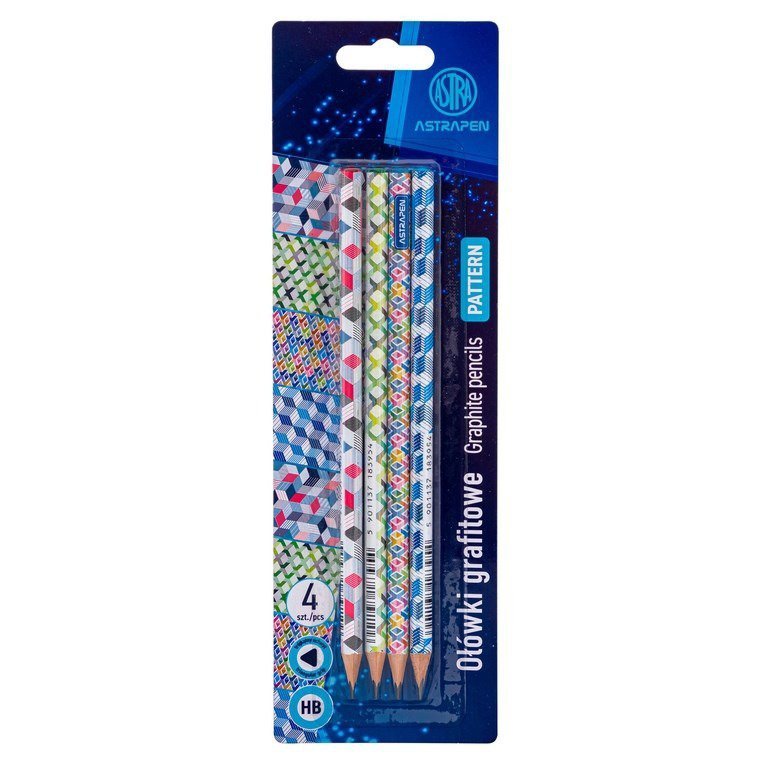 Ołówki grafitowe trójkątne HB Astrapen Patterns 4 szt.