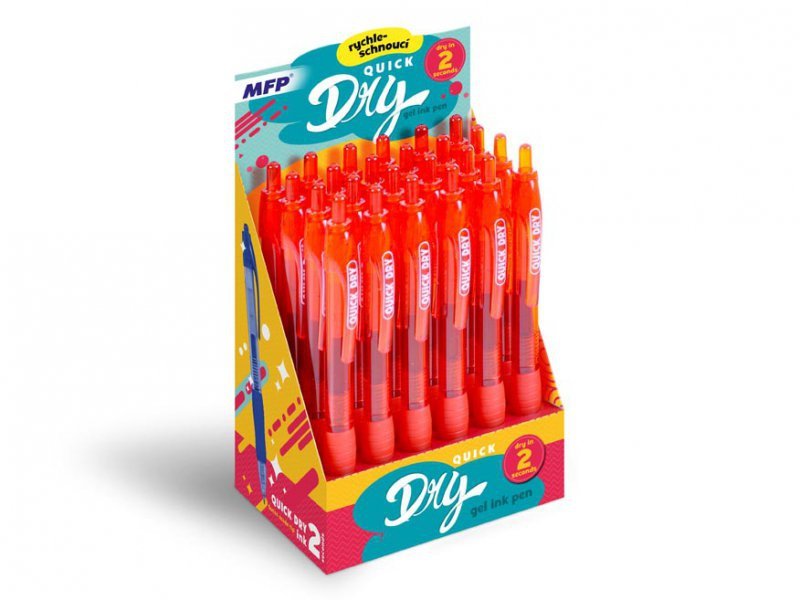 Display Długopis żelowy QUICK DRY czerwony 24 szt. 6001157