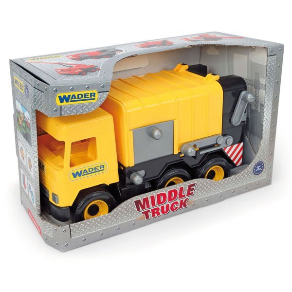 Śmieciarka Middle Truck żółta w kartonie