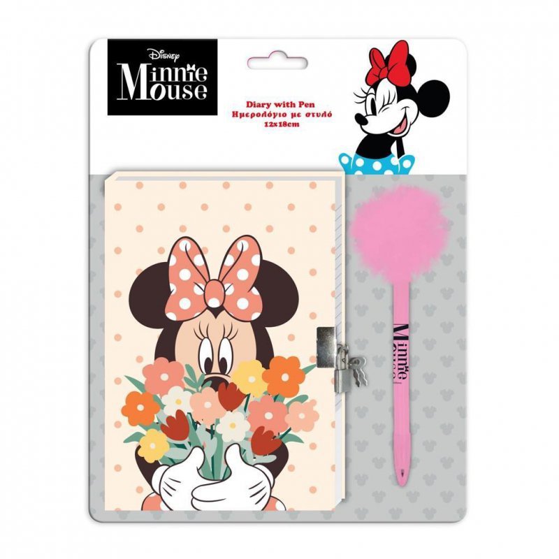 Pamiętnik Minnie +długopis z pomponem