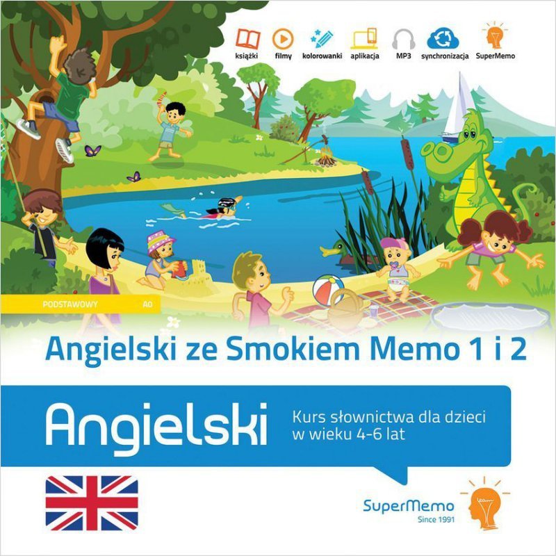 Angielski ze Smokiem Memo. Część 1-2. Kurs słownictwa dla dzieci w wieku 4-6 lat. Poziom podstawowy A0