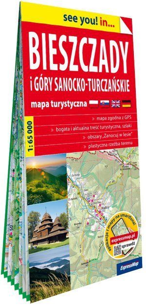 Bieszczady i Góry Sanocko-Turczańskie; papierowa mapa turystyczna 1:65 000