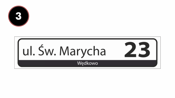 Tablica z nazwą ulicy odblaskowa
