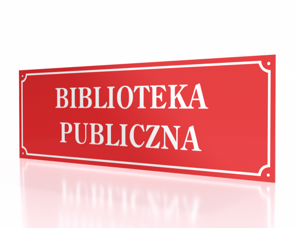 Tablica urzędowa Biblioteka Publiczna 90/30cm