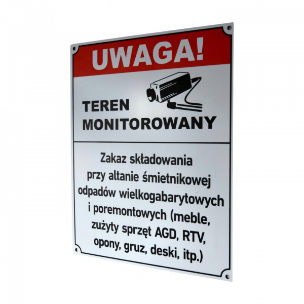 Tabliczka uwaga teren monitorowany
