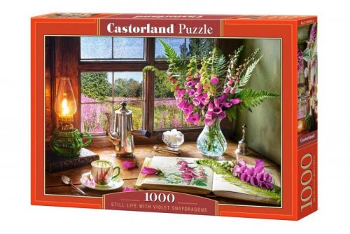 Puzzle 1000 elementów - Martwa natura z fioletowymi lwimi paszczami