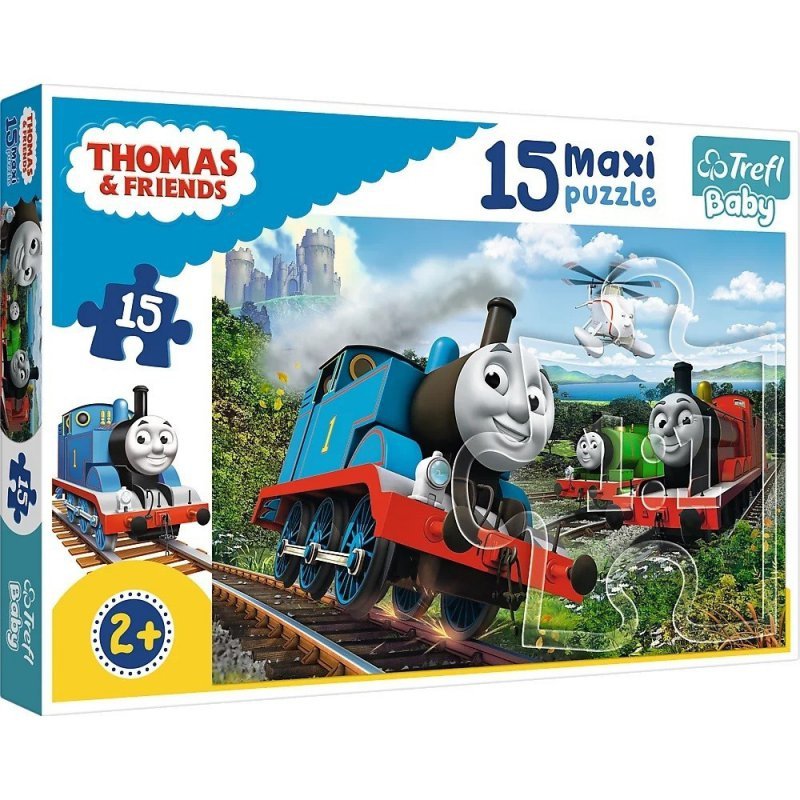 Puzzle Baby 15 elementów maxi - Tomek i Przyjaciele, Pędzące lokomotywy