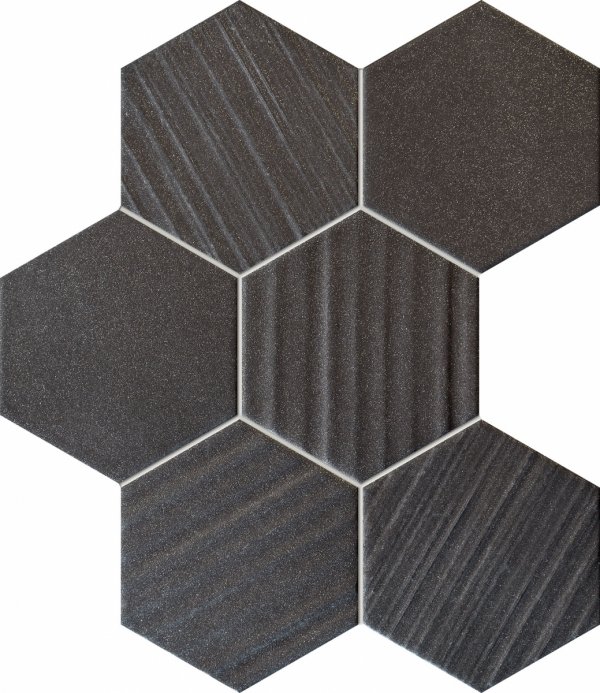 Tubądzin Mozaika Horizon hex black 28,9x22,1
