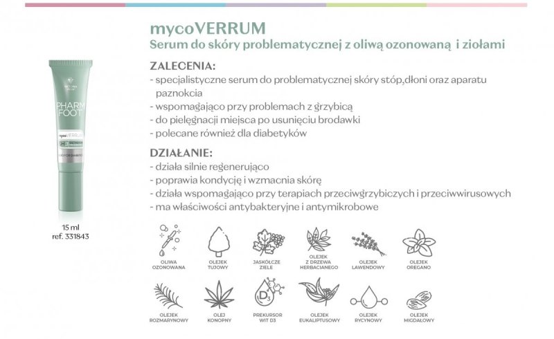 mycoVERRUM 15ml - Serum do skóry  (problematycznej z oliwą ozonowaną i ziołami)