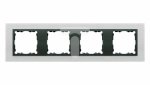 Simon 82 Ramka poczwórna pozioma metalowa inox mat/ ramka pośrednia grafit 82847-31