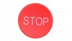 Soczewka przycisku 22mm płaska czerwona z symbolem STOP M22-XD-R-GB0 218194