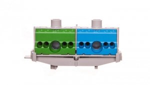 Listwa zaciskowa PE i N na szynę 80 A 2x(1x25mm + 4x4mm2) niebiesko-zielona FC PN 10 26001206