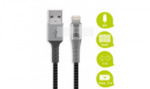 Kabel Lightning USB-A tekstylny z metalowymi wtyczkami 1 m 49268