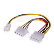 Adapter z kablem AK-CA-35 Molex (m) / 3 pin 12V (m) / Molex (f) 2x 15cm AK-CA-35