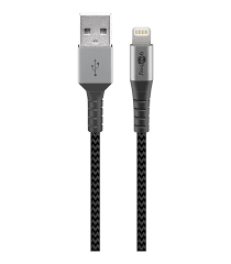 Kabel Lightning na USB-A tekstylny z metalowymi wtyczkami (srebrny) 1 m 49271