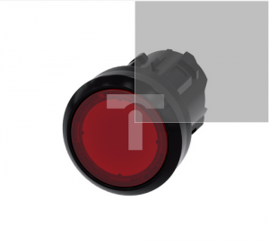 Przycisk podświetlany 22mm okrągły tworzywo czerwony płaski bez samopowrotu 3SU1001-0AA20-0AA0