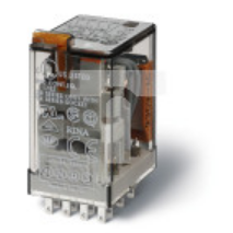 Przekaźnik miniaturowy 4P 7A 24V DC, przycisk testujący, LED, mechaniczny wskaźnik zadziałania 55.34.9.024.0074