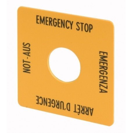 Tabliczka opisowa żółta kwadratowa 50x50mm EMERGENCY STOP M22-XYK1 216484