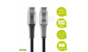 Kabel USB-C™ do USB-C ™ tekstylny z wtyczkami metalowymi 1 m 49302