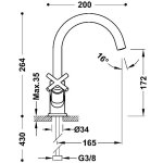 Tres MONTBLANC Bateria dwuuchwytowa wysoka umywalkowa 28320301AC