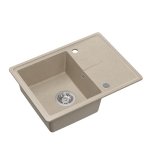 Quadron TONY 116 GraniteQ zlewozmywak granitowy river sand (beż) 1-komorowy z/o (60x45x18,5), z syfonem i zaślepką stal szlachetna HTO6045BEK