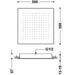 Tres DESZCZOWNICA PODTYNKOWA SUFITOWA-134951OM