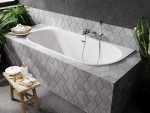 Besco Vica Slim+ wanna symetryczna 150 + syfon z przelewem chrom WAVS150S+