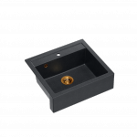 QUADRON BILL 110 GRANITEQ zlewozmywak wpuszczany 1-komorowy 595x540x205 mm, black diamond / elementy miedziane HCQB6054U8PVDC1