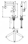 Hansgrohe Tecturis S Jednouchwytowa bateria umywalkowa 210 Finie, CoolStart z obrotową wylewką, z kompletem odpływowym Push-Open Czarny Matowy 73360670
