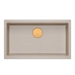 Quadron LOGAN 110 GraniteQ zlewozmywak pearl beige 76x45x23,5 cm 1-komorowy wpuszczany z syfonem manualnym miedziany HQD7644U2PVDC1I